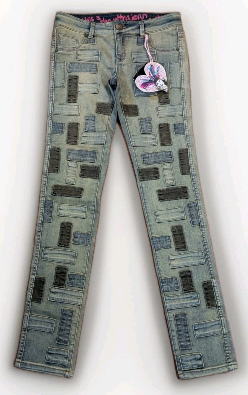 Custo Barcelona Jeans Womens 30x32 Patchwork Y2K Indie Art Denim NWT Rare